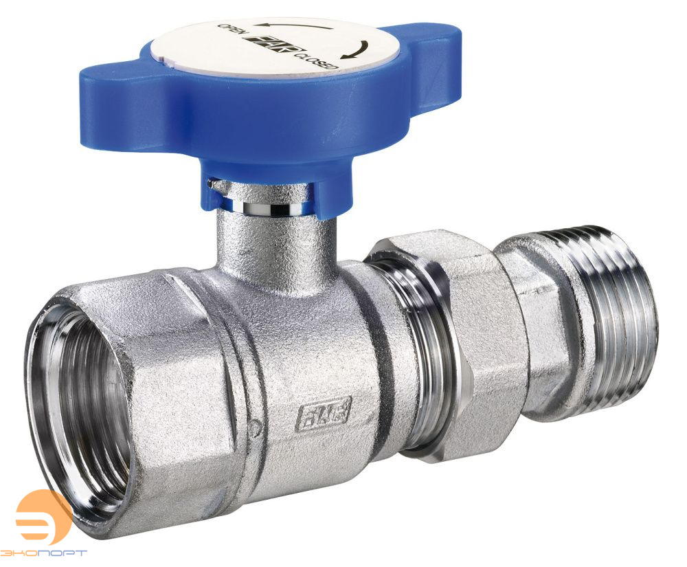 Кран шар.с американкой, хром, 1", красная ручка  FAR