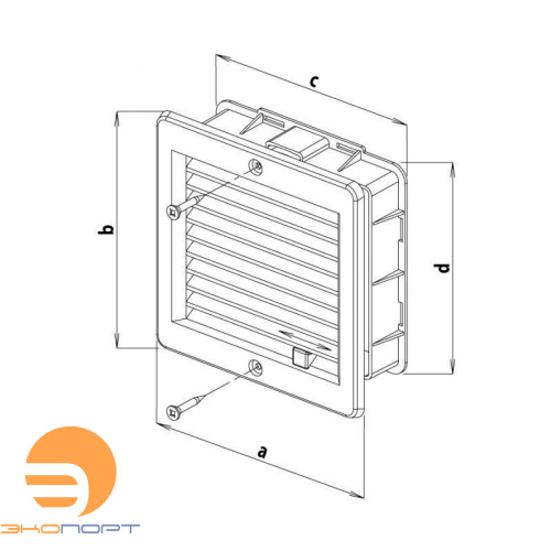 Решетка вент. VM 200х200 UB с монтажной рамой и жалюзи, белая, пласт.  HACO