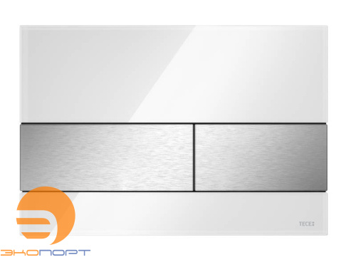 Клавиша TECEsquare, стекло белое, клавиши нерж. сталь, сатин