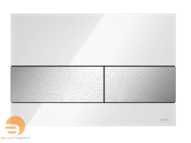 Клавиша TECEsquare, стекло белое, клавиши нерж. сталь, сатин