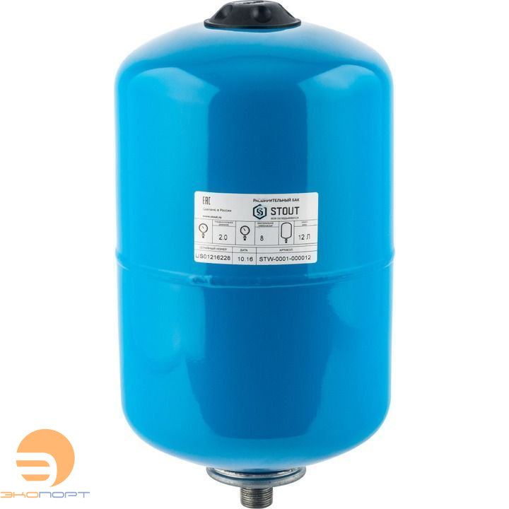 Бак мембранный для водоснабжения  12 л STOUT вертикальный (синий) G 3/4"