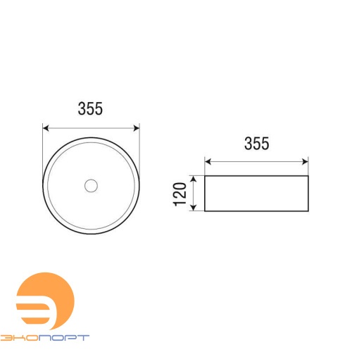Раковина накладная 355*355*120 белая AZARIO