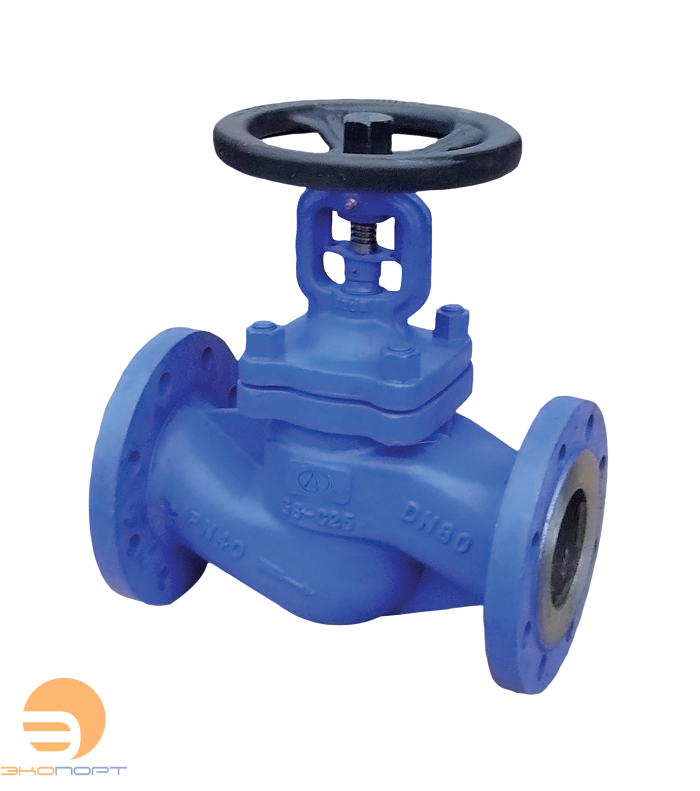 Вентиль запорный KV31.01.02.040.16.Ф/Ф чугунный, сильфонный ф/ф Ду40 Ру16 Тмакс=300оС