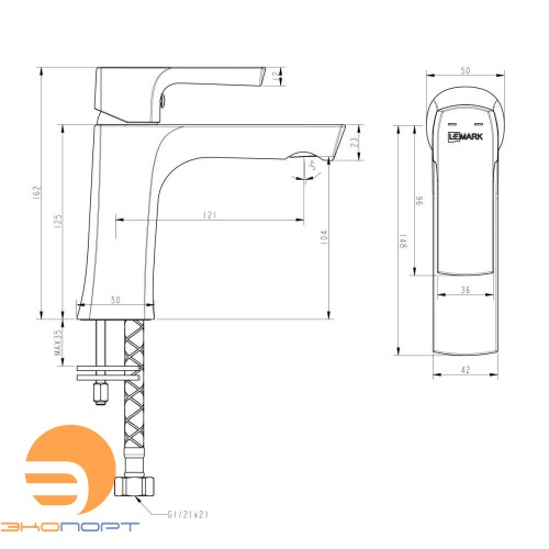 Смеситель для умывальника URSUS, монолитный, черный, LEMARK