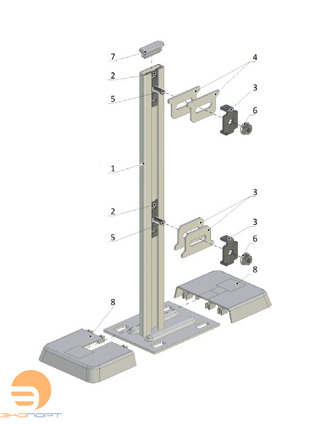 Кронштейн внутренний напольный H700 для ВР500-600, типы 20/21/22/30/33 (с декор. крышкой)Buderus
