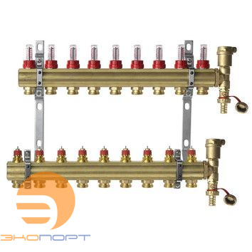 Комплект коллекторов с расходомерами FHF-9F set латунь 