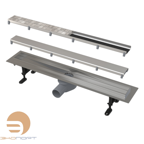 Водоотводящий желоб с двухсторонней решеткой DOUBLE 950 мм нерж. ALCA PLAST