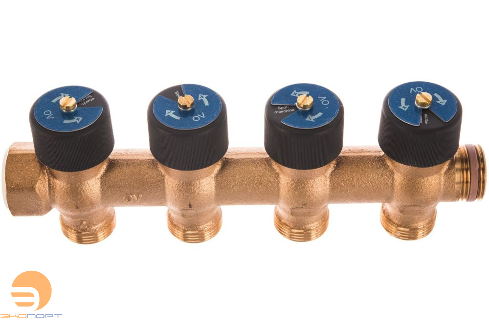 Гребенка ''Multidis R'' 3/4'' на 4 отвода x G 3/4 НР, для систем водоснабжения с функцией отключения