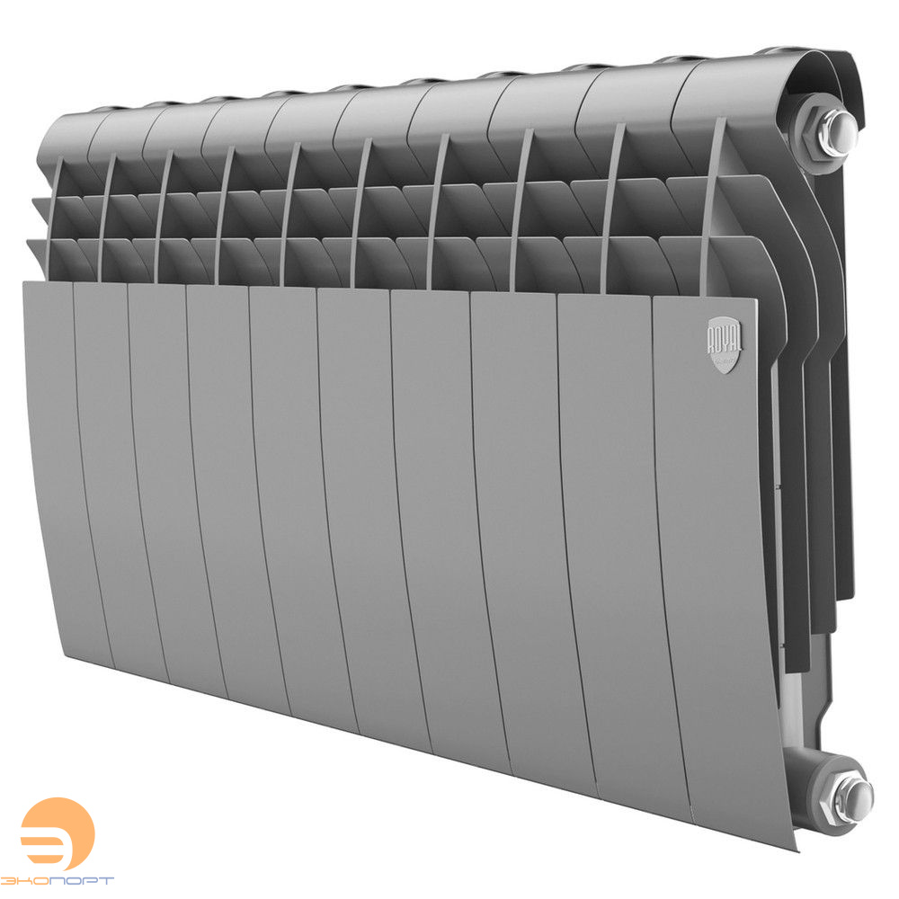 Радиатор биметаллический BiLiner Silver Satin 350/87 10 секций (серый) Royal Thermo