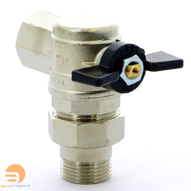 Кран шаровой НВ 1/2″ угловой с разъемным соединением OREGON (бабочка) BUGATTI