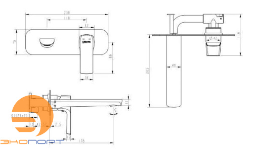 Смеситель для умывальника URSUS встраиваемый, черный матовый, LEMARK Смеситель для умывальника URSUS встраиваемый, черный матовый, LEMARK