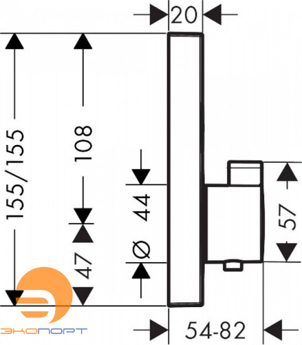Термостат с двумя запорными вентилями Select Highflow, HANSGROHE