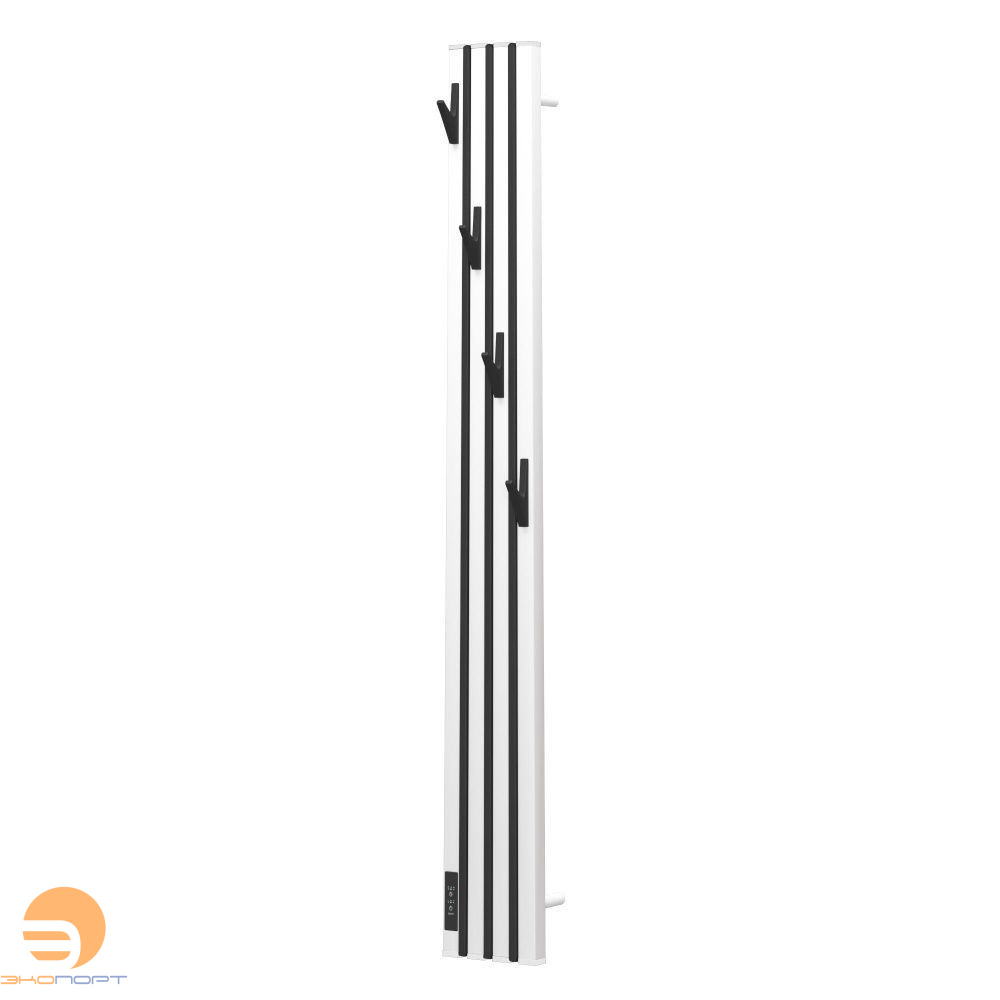 Полотенцесушитель электрический Пиано 150*1200 диммер слева, белый/черный Point