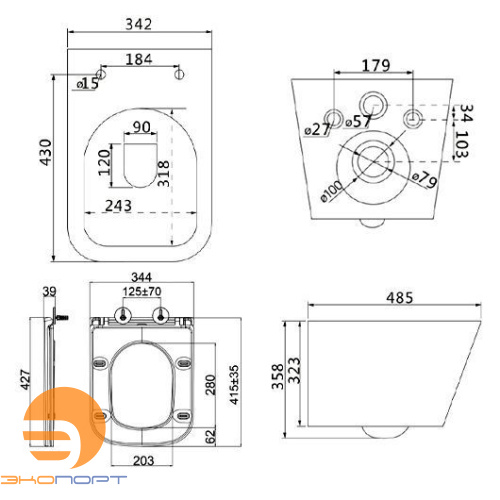 Унитаз подвесной безободковый FLOREX с крышкой (Торнадо 3.0) Lemark