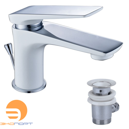 Смеситель для умывальника ALLEGRO, монолитный, хром/белый, LEMARK