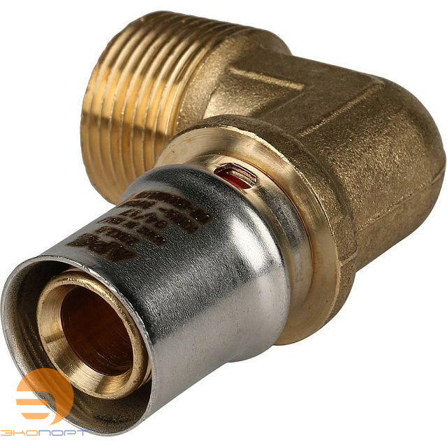 Угольник  20-3/4 НР латунь, пресс Stout