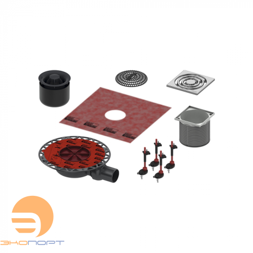 Комплект точечного трапа с сифоном DN 50, с декоративной решеткой 100*100, TECE