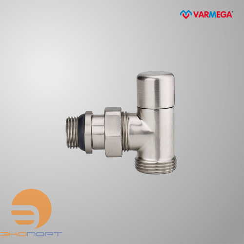 Клапан радиаторный запорный 1/2x3/4 Ek угловой матовый никель Varmega