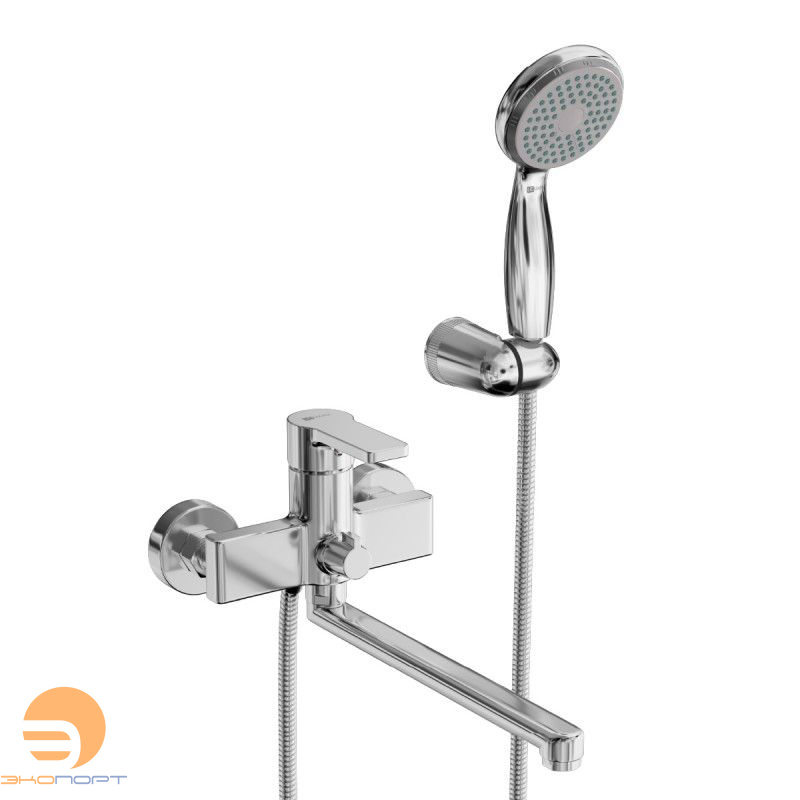 Смеситель универсальный AURA с плоским изливом 300мм (с лейкой и шлангом) хром LEMARK