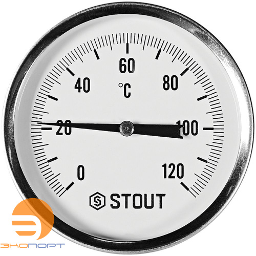 Термометр биметаллический осевой с погружной гильзой. Корпус Dn 80 мм, гильза 50 мм 1/2 , 0...120°С
