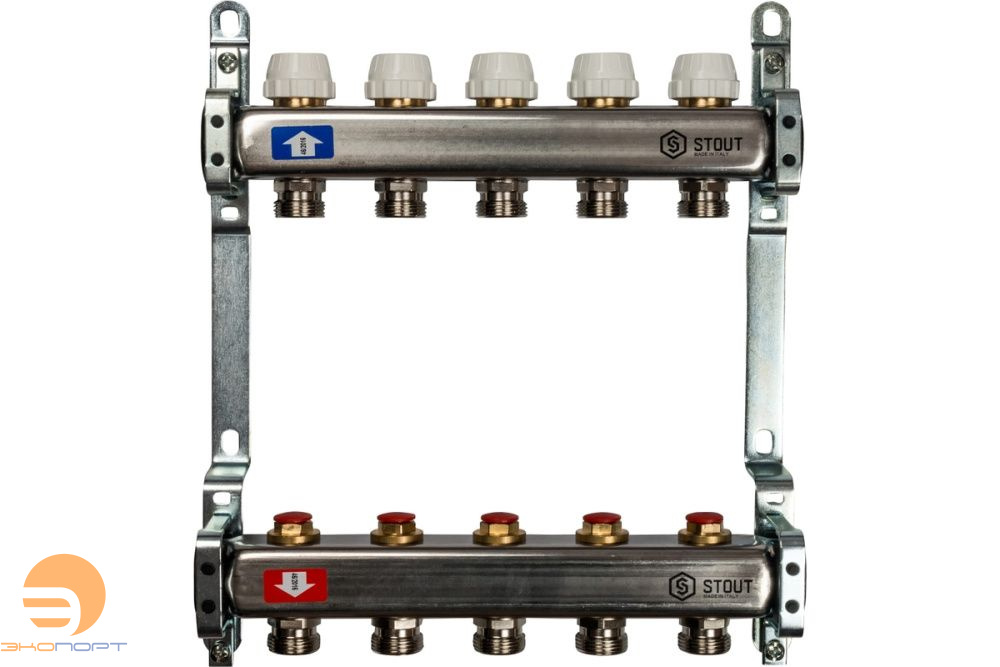 Коллектор  5 вых с вент вставками (без заглушек) Stout