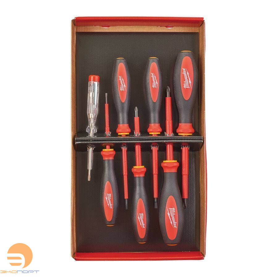 Набор отверток изолированых VDE SL2.5, SL3, SL4, PH2, PZ1, PZ2,индикатор напр,Milwaukee