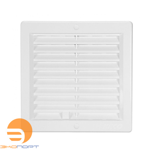Решетка вент. VM 200х200 UB с монтажной рамой и жалюзи, белая, пласт.  HACO