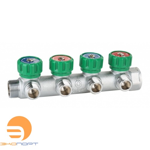 Коллектор регулирующий 3/4" ВН  4 вых. 1/2" НР,  Gappo