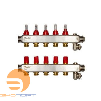Коллекторы SSM-05F с расходомерами, 5 контуров,  нерж.