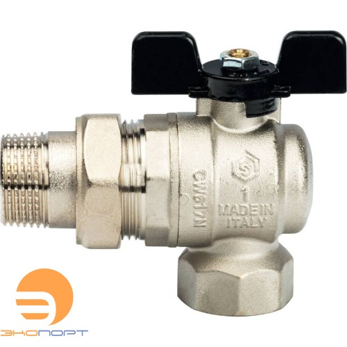 Кран шаровой полнопроходной угловой, ВР/НР, ручка бабочка 1, (американка) STOUT (гост)