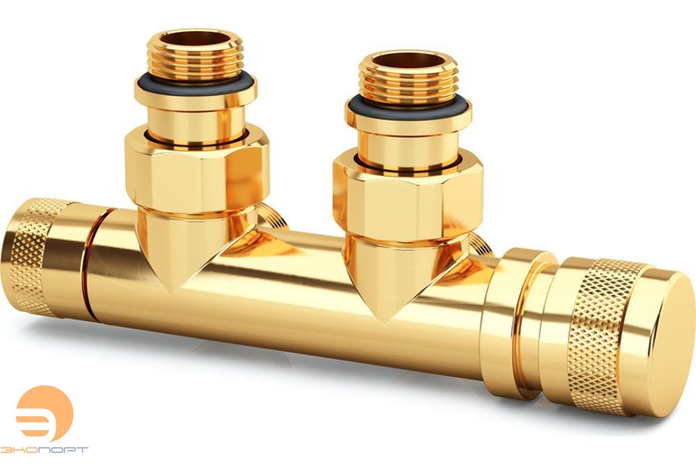 Узел нижнего подключения угловой 1/2"х3/4"Е Золото (правый) SR Rubinetterie