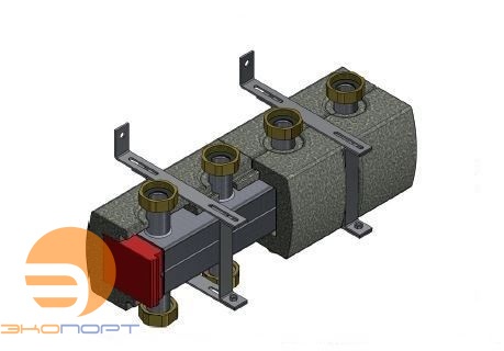Распределительный модуль ECO 2 (НГ 1 1/2") на 7 выходов с красной вставкой и ком-том заглушек Huch