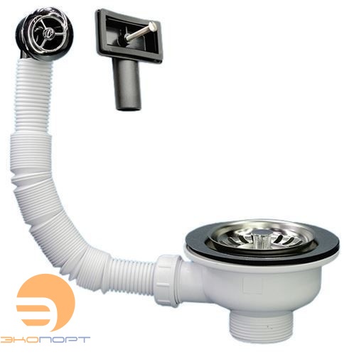 Выпуск для кухонной мойки с круглым/прямоугольным переливом (d=115мм, выход 1 1/2) Хром McAlpine