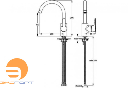 Смеситель д/кух. Connect (высокий излив) IDEAL STANDARD