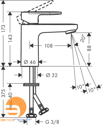 Смеситель для раковины Vernis Blend 100,хром, HANSGROHE