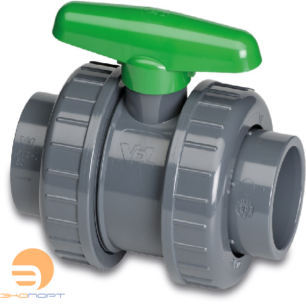 Кран шаровой двухразъемный (50)  VITON  PVC-U