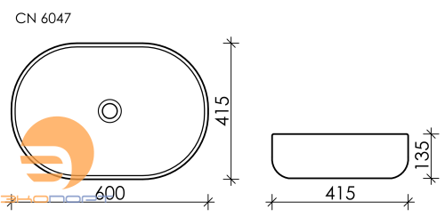 Раковина накладная Элемент (Element) 600x415x135мм (CN6047) Ceramicanova 