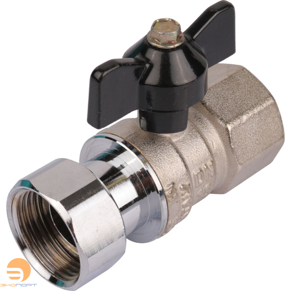 Кран шаровой с накидной гайкой ВР/накидная гайка  3/4" (бабочка) STOUT