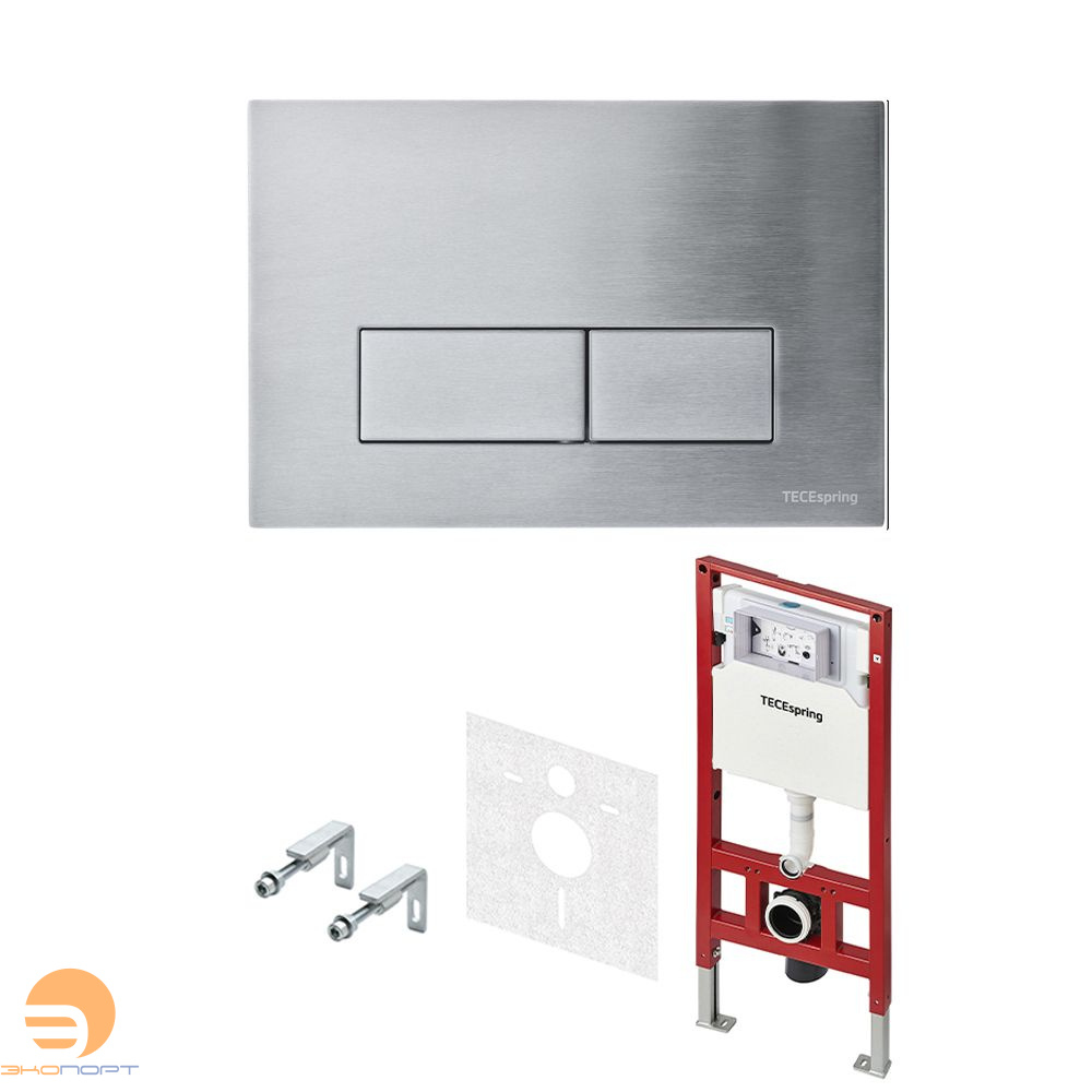 Комплект TECEspring, панель смыва с прямоугольными кнопками, нерж. сталь, сатин