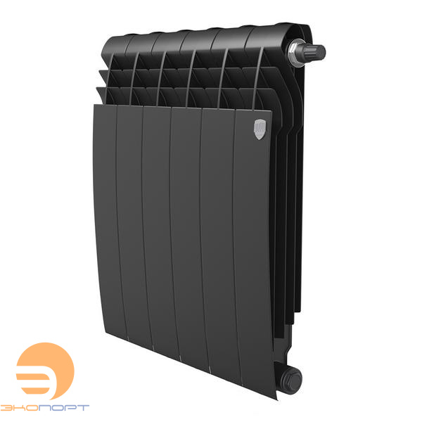 Радиатор биметал. Noir Sable 500/87 VR80   6 секций (черный, нижнее подключение) Royal Thermo