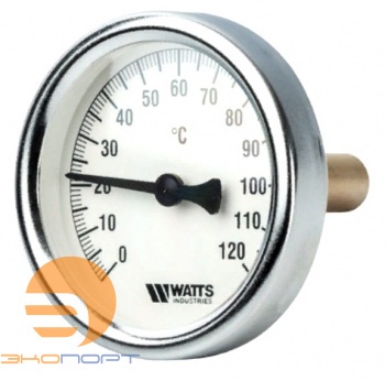 Термометр биметаллический погружной F+R801 (1/2", Ду63, 120С, L75, аксиальный), Watts