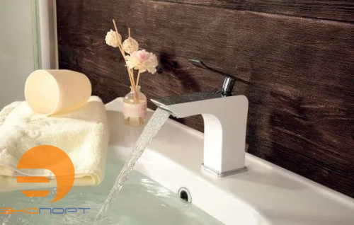 Смеситель для умывальника CONTEST монолитный, хром/белый, LEMARK