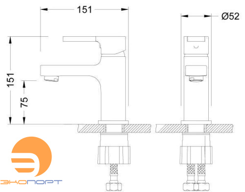 Смеситель для умывальника AURA монолитный, хром/синий, LEMARK