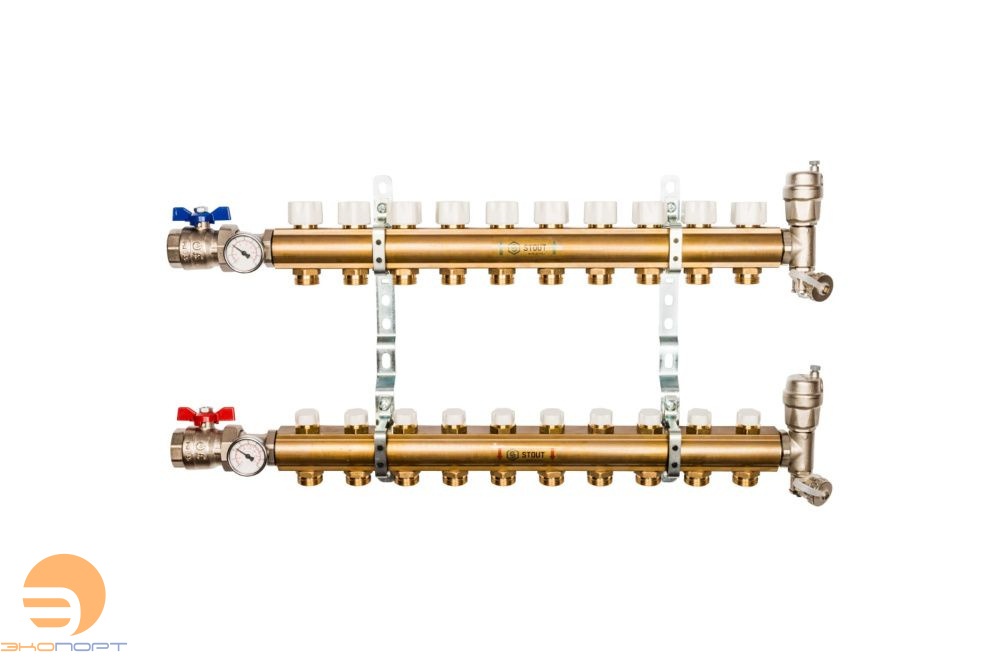 Коллектор в комплекте 10 вых без расходомеров Stout