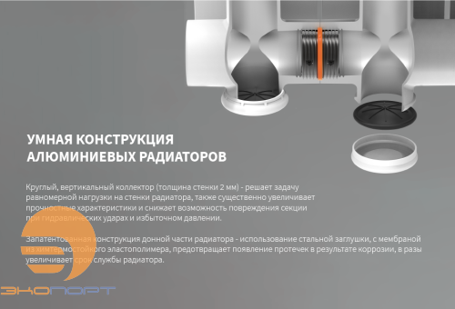 Радиатор алюминиевый 500/90  4 секции Теплоприбор