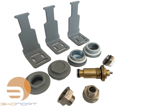 Комплект нижнего подключения Silver RAL 9006 темное серебро Муар