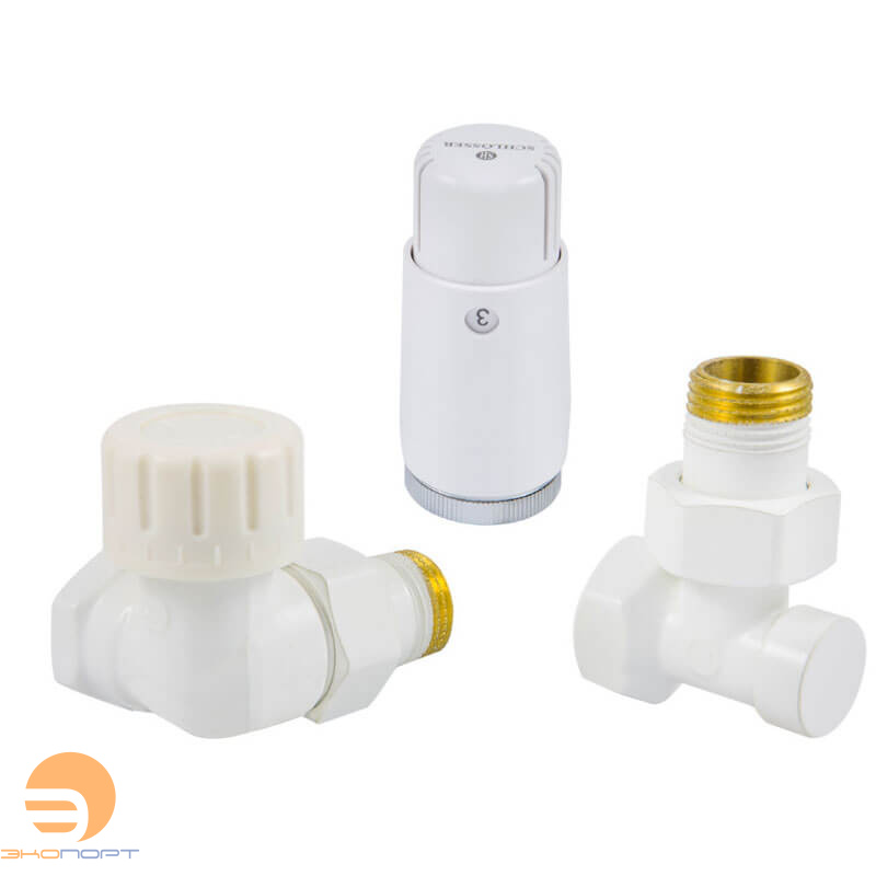 Комплект трехосевой правый Белый DN15 GZ1/2xGW1/2 с головкой Мини M30x1,5