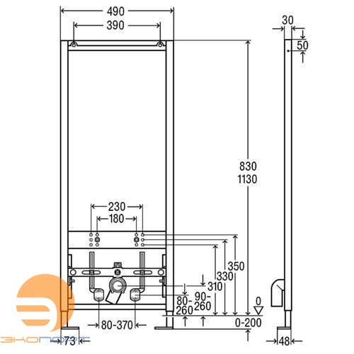 Модуль для биде Eco Plus, h=1130, Viega