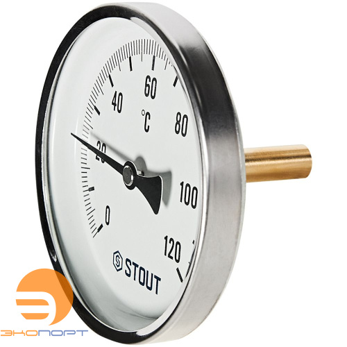Термометр биметаллический осевой с погружной гильзой. Корпус Dn 100 мм, гильза 50 мм 1/2 , 0...120°С