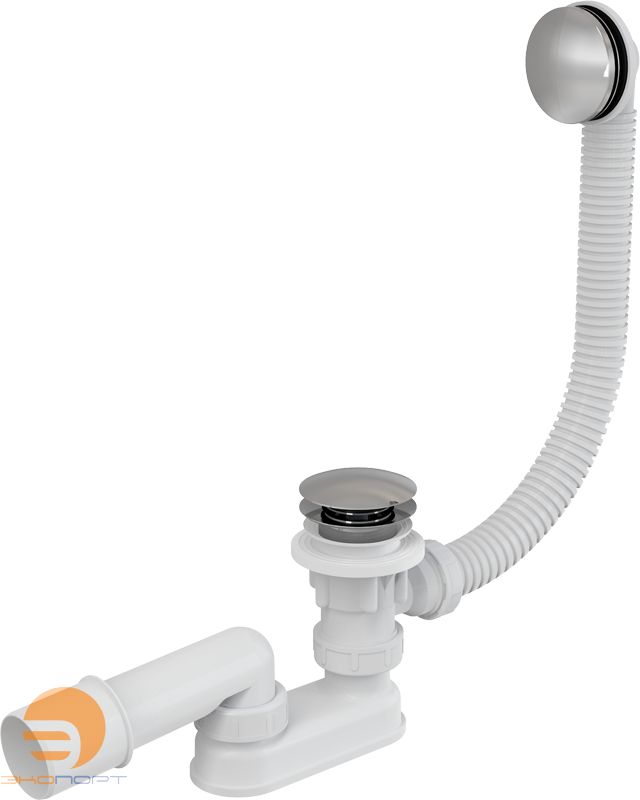 Сифон для ванн высота 120 мм. L 570 х Д 52 мм, CLICK/CLACK вых 40/50 ХРОМ ALCA PLAST